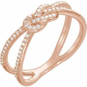 Ladies Natural Diamond Knot Ring (I1, G-H) — 14K Rose Gold