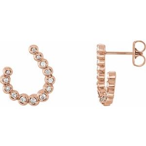 Ladies Natural Diamond Earrings — 14K Rose Gold