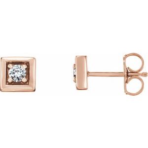 Ladies Natural Diamond Earrings (I1, G-H) — 14K Rose Gold