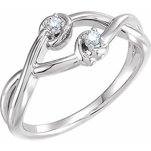 Ladies Natural Diamond Double Knot Ring (I1, G-H) — Sterling Silver
