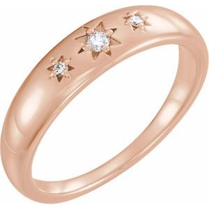 Ladies Natural Diamond Star Ring (I1, G-H) — 14K Rose Gold