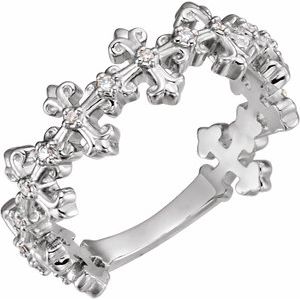 Ladies Natural Diamond Cross Ring (SI2-SI3, G-H) — Platinum