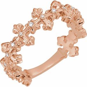 Ladies Natural Diamond Cross Ring (I1, G-H) — 14K Rose Gold