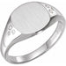 Ladies Natural Diamond Square Signet Ring — Sterling Silver
