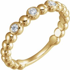 Ladies Natural Diamond Beaded Ring (I1, G-H) — 14K Yellow Gold