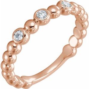 Ladies Natural Diamond Beaded Ring (I1, G-H) — 14K Rose Gold