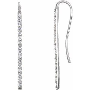 Ladies Natural Diamond Bar Earrings — Platinum