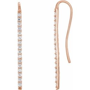 Ladies Natural Diamond Bar Earrings — 14K Rose Gold