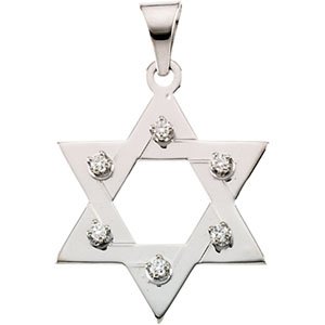 Ladies Natural Diamond Star of David Pendant (Si1, G-H) — 14K White Gold