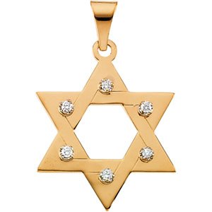Ladies Natural Diamond Star of David Pendant (Si1, G-H) — 14K Yellow Gold