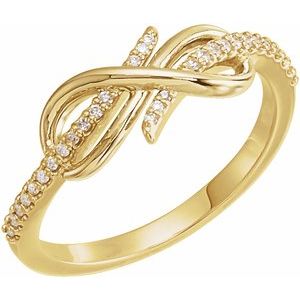 Ladies Natural Diamond Infinity-Inspired Ring (I1, G-H) — 14K Yellow Gold