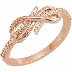 Ladies Natural Diamond Infinity-Inspired Ring (I1, G-H) — 14K Rose Gold