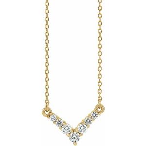 Ladies Natural Diamond V Necklace (I1, G-H) — 14K Yellow Gold