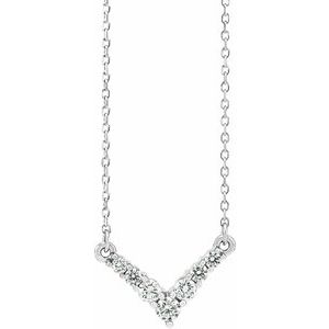 Ladies Natural Diamond V Necklace (I1, G-H) — 14K White Gold