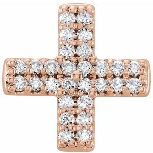 Ladies Natural Diamond Cross Pendant (Si2-Si3, G-H) — 14K Rose Gold