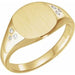 Ladies Natural Diamond Square Signet Ring — 14K Yellow Gold