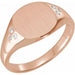 Ladies Natural Diamond Square Signet Ring — 14K Rose Gold