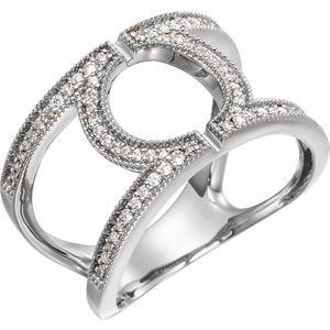 Ladies Natural Diamond Geometric Ring (I1, H+) — 14K White Gold