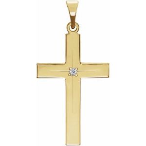Ladies Natural Diamond Cross Pendant (I1, G-H) — 14K Yellow Gold