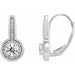Ladies Natural Diamond Halo-Style Dangle Earrings — Sterling Silver