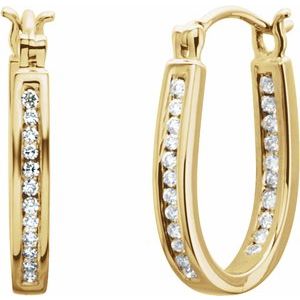 Ladies Natural Diamond Inside-Outside Hinged Hoop Earrings (I1, H+) — 14K Yellow Gold