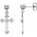 Ladies Natural Diamond Cross Earrings — 14K White Gold