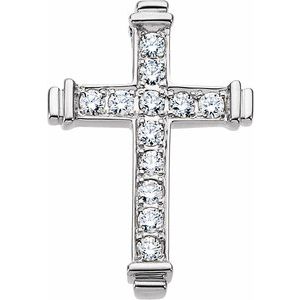 Ladies Natural Diamond Cross Pendant (Si1, G-H) — 14K White Gold