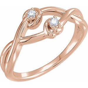 Ladies Natural Diamond Double Knot Ring (I1, G-H) — 14K Rose Gold