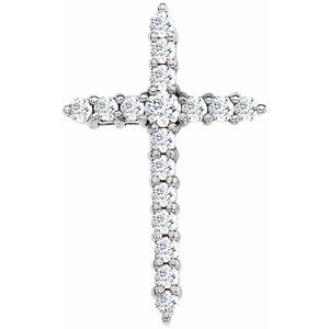 Ladies Natural Diamond Cross Pendant (Si1, G-H) — 14K White Gold