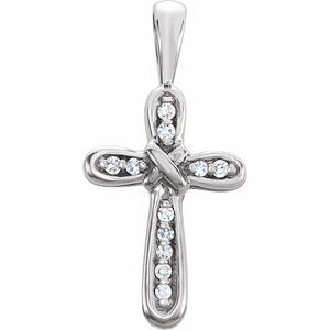 Ladies Cross Pendant Mounting (Si1, G-H) — 14K White Gold