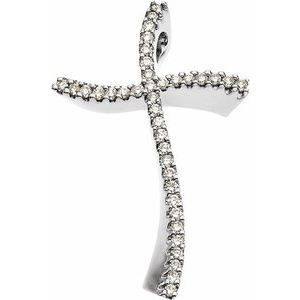 Ladies Natural Diamond Cross Pendant (Si1, G-H) — 14K White Gold