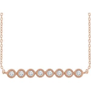 Ladies Natural Diamond Bar Necklace (I1, H+) — 14K Rose Gold