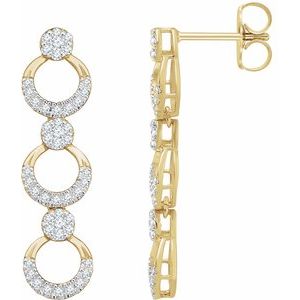 Ladies Natural Diamond Geometric Earrings — 14K Yellow Gold