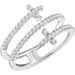 Ladies Natural Diamond Sideways Cross Ring (I1, H+) — 14K White Gold