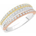 Ladies 14K White/Yellow/ Natural Diamond Stacked Ring (I1, H+) — 14K White/Yellow/Rose Gold