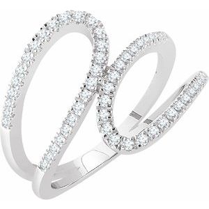 Ladies Natural Diamond Freeform Ring (I1, H+) — 14K White Gold