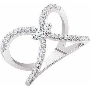 Ladies Natural Diamond Negative Space Ring (I1, H+) — 14K White Gold