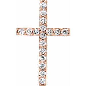 Ladies Natural Diamond Petite Cross Pendant (I1, G-H) — 14K Rose Gold