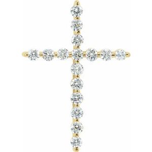 Ladies Natural Diamond Cross Pendant (I1, G-H) — 14K Yellow Gold