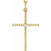 Ladies 33.3x17.6 mm Natural Diamond Beaded Cross Pendant — 14K Yellow Gold