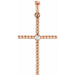 Ladies 33.3x17.6 mm Natural Diamond Beaded Cross Pendant — 14K Rose Gold