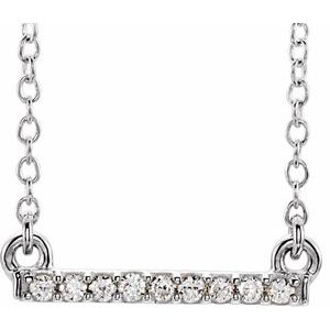 Ladies Petite Natural Diamond Bar Necklace (I1, H+) — 14K White Gold
