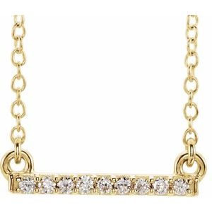 Ladies Petite Natural Diamond Bar Necklace (I1, H+) — 14K Yellow Gold