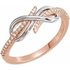 Ladies Natural Diamond Infinity-Inspired Ring (I1, G-H) — 14K Rose/White Gold