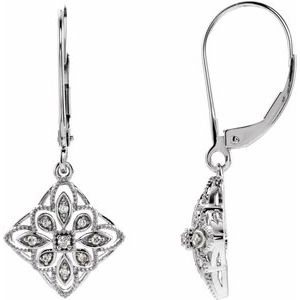 Ladies Natural Diamond Granulated Filigree Earrings — Sterling Silver