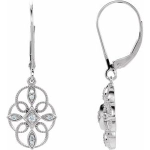 Ladies Natural Diamond Filigree Earrings — Sterling Silver