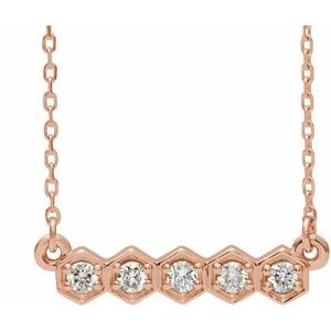 Ladies Natural Diamond Bar Necklace (I1, G-H) — 14K Rose Gold