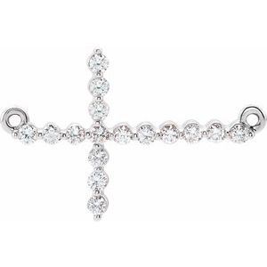 Ladies Natural Diamond Sideways Cross Necklace Center (I1, G-H) — Platinum
