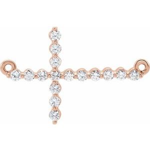 Ladies Natural Diamond Sideways Cross Necklace Center (I1, G-H) — 14K Rose Gold