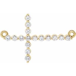 Ladies Natural Diamond Sideways Cross Necklace Center (I1, G-H) — 14K Yellow Gold